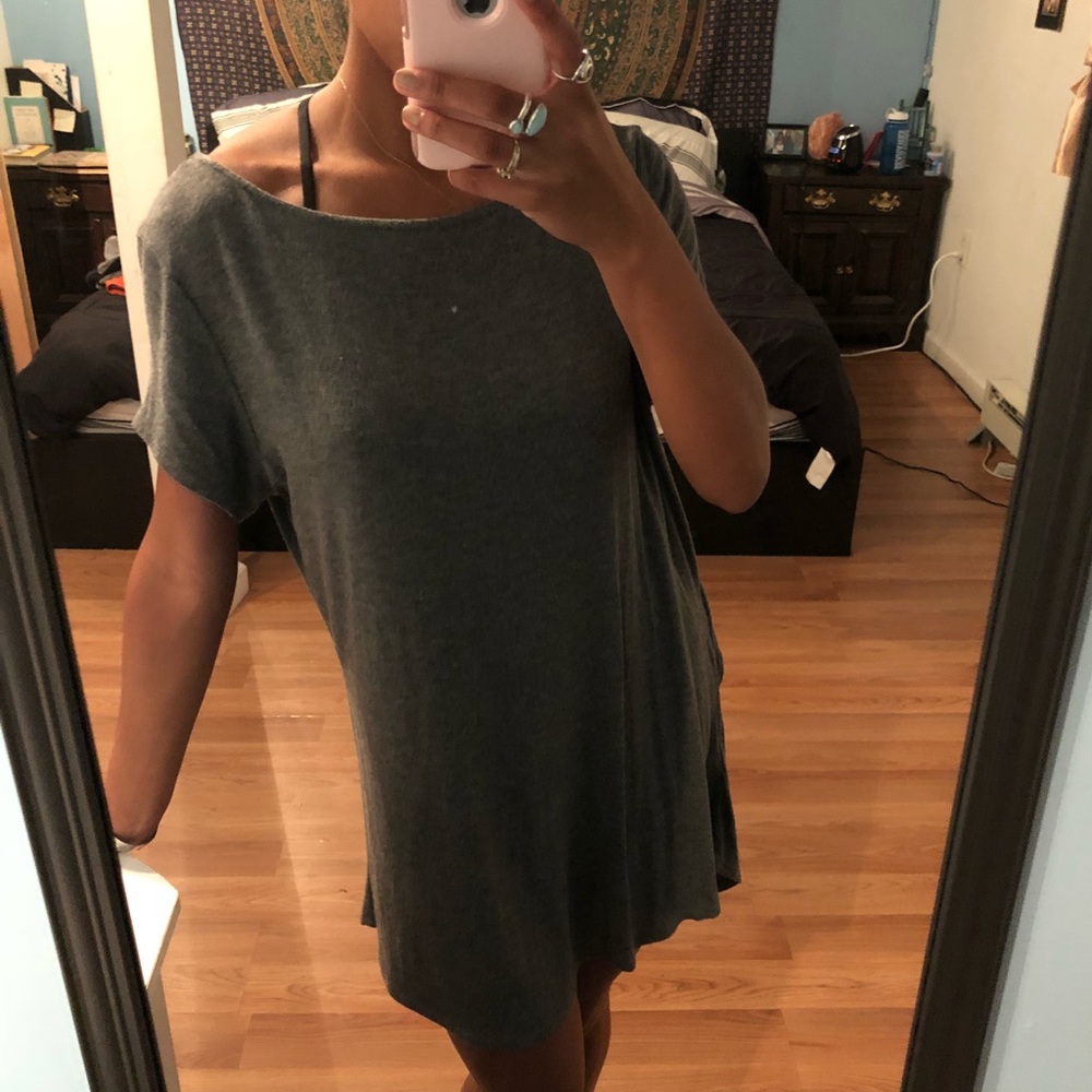 Grey cinched t-shirt dress